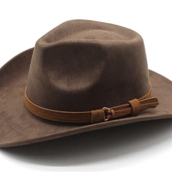 Classic Suede Cowboy Hat Wide Brim Fedora Style Unisex Western Chic